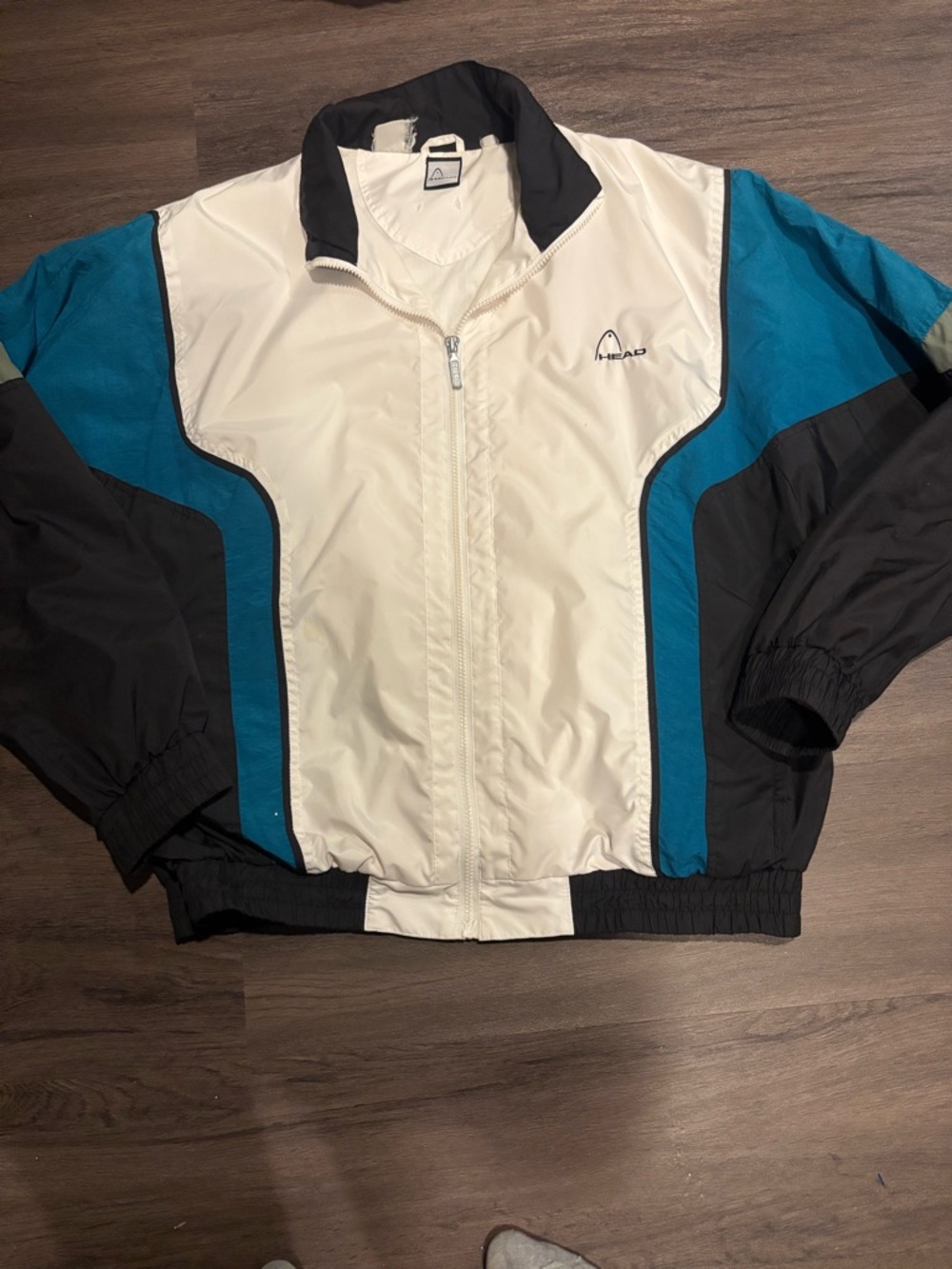 Head White Jacket with Black Logo Patch